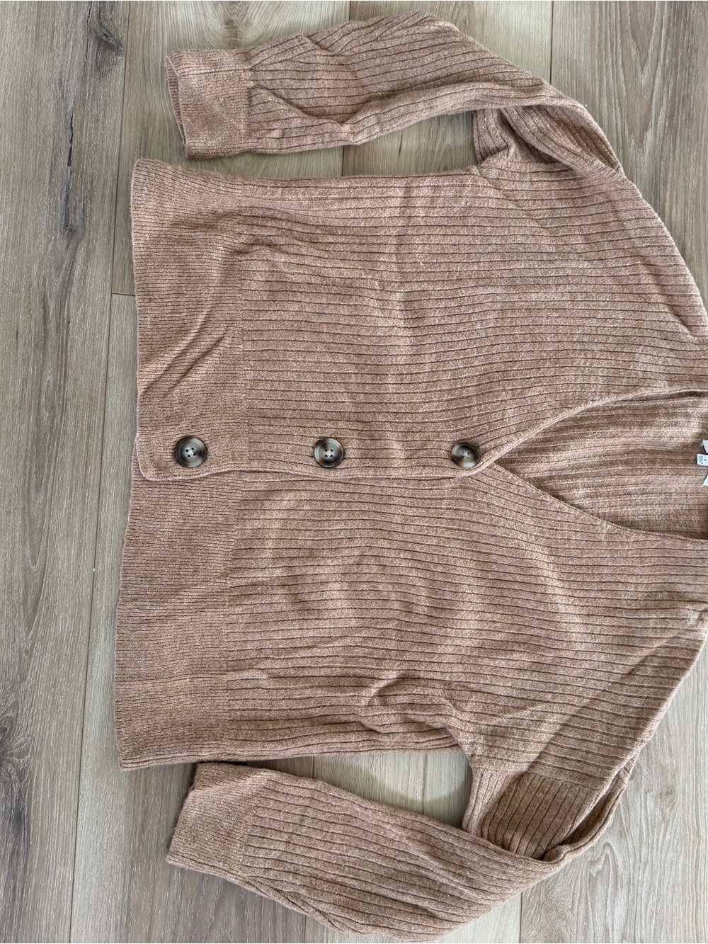 Madewell Ribbed Button-Front Cardigan in Dusty Taupe